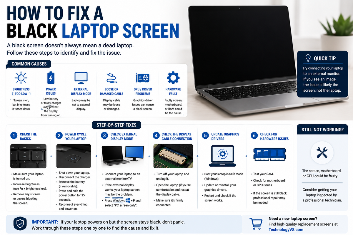 How to Fix a Black Laptop Screen