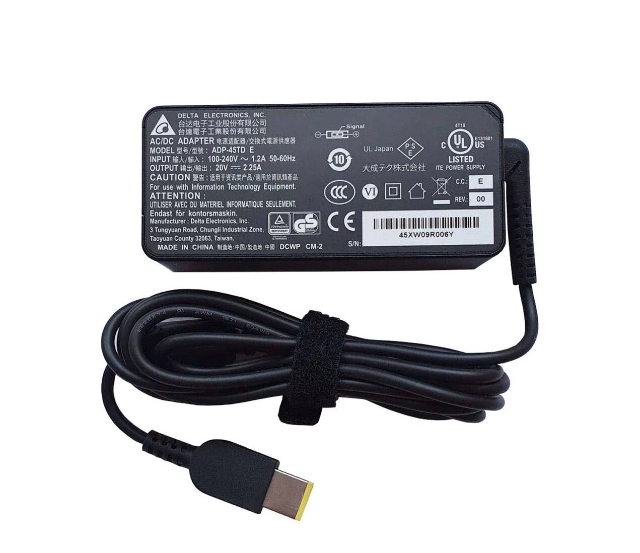 Delta 20V 2.25A For Lenovo Thinkpad T431S 45W USB Type-C Rectangular Pin Laptop Adapter