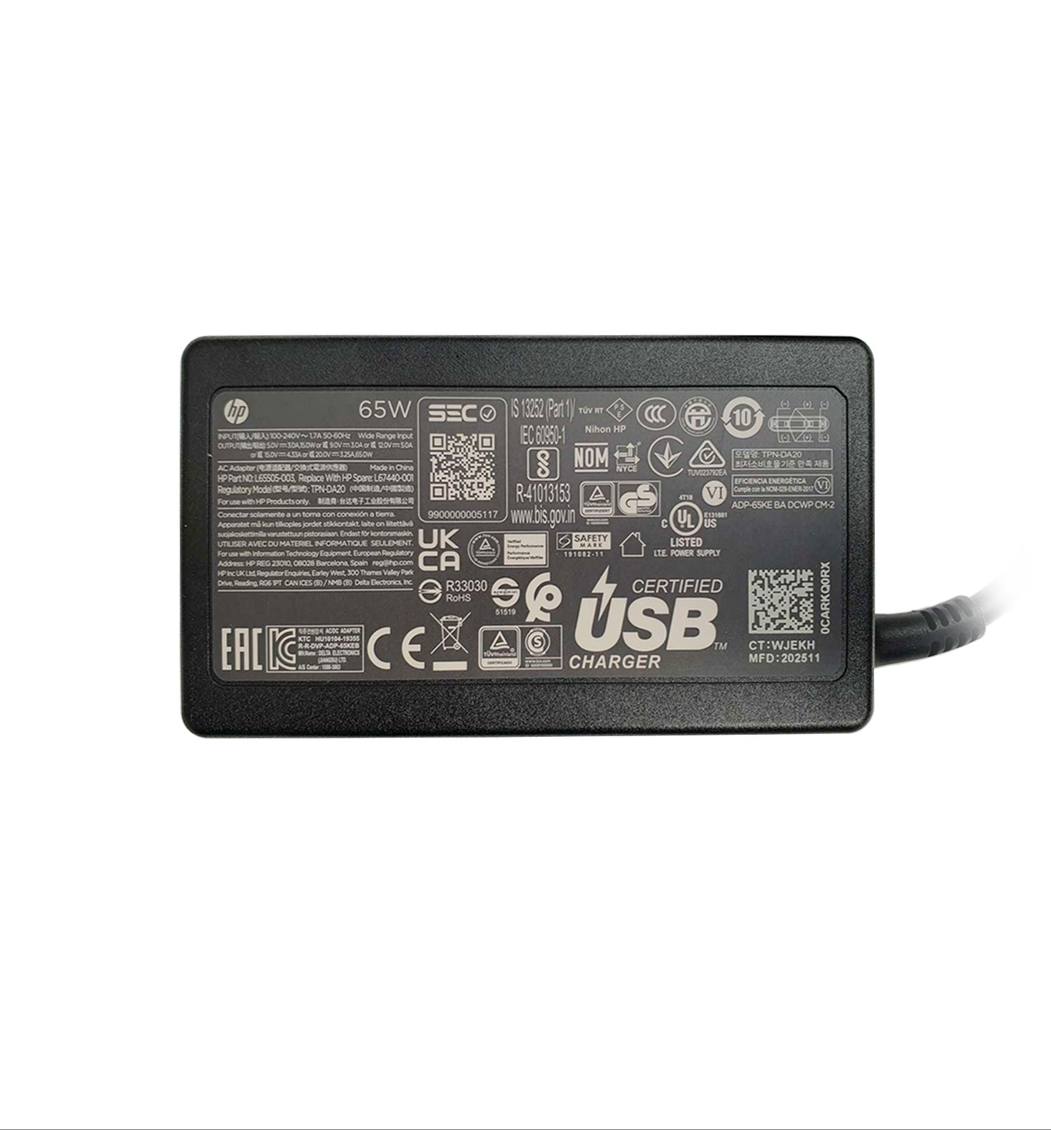 HP 20V 3.25A 65W USB Type-C Laptop Adapter