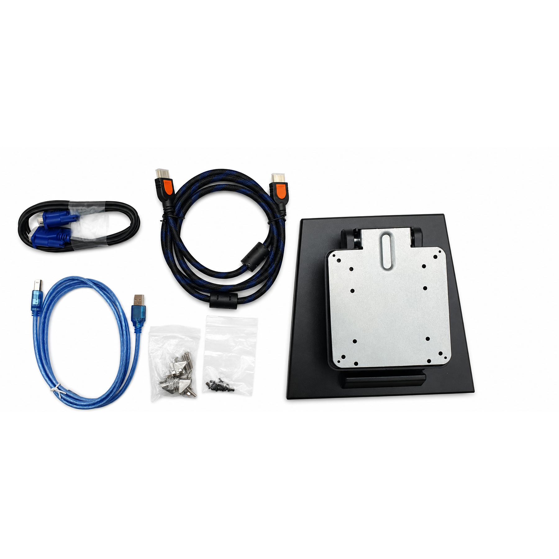 Powergoat YT101 box contents with cables power adapter and stand