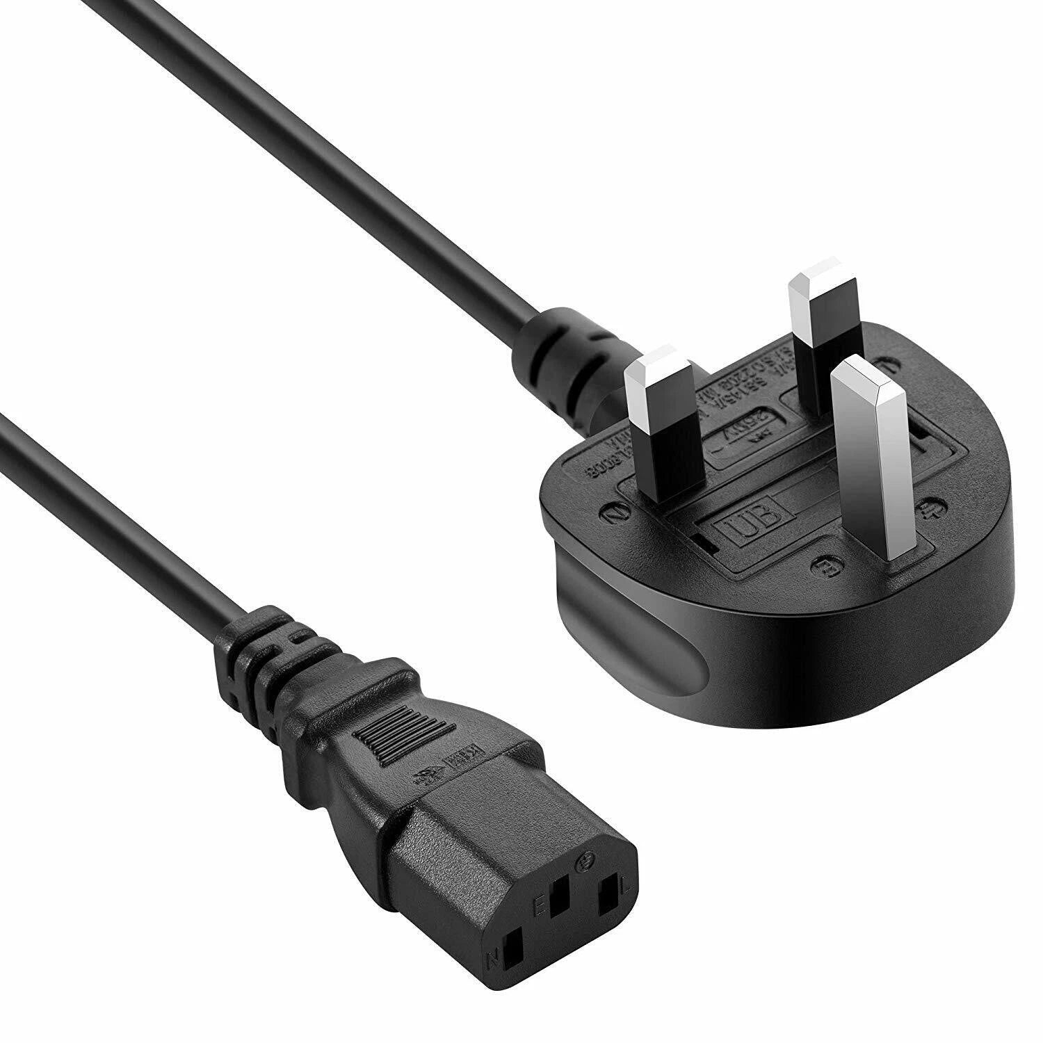 3 PIN C13 POWER CABLE KETTLE LEAD UK PLUG FOR LAPTOPS AND MONITORS