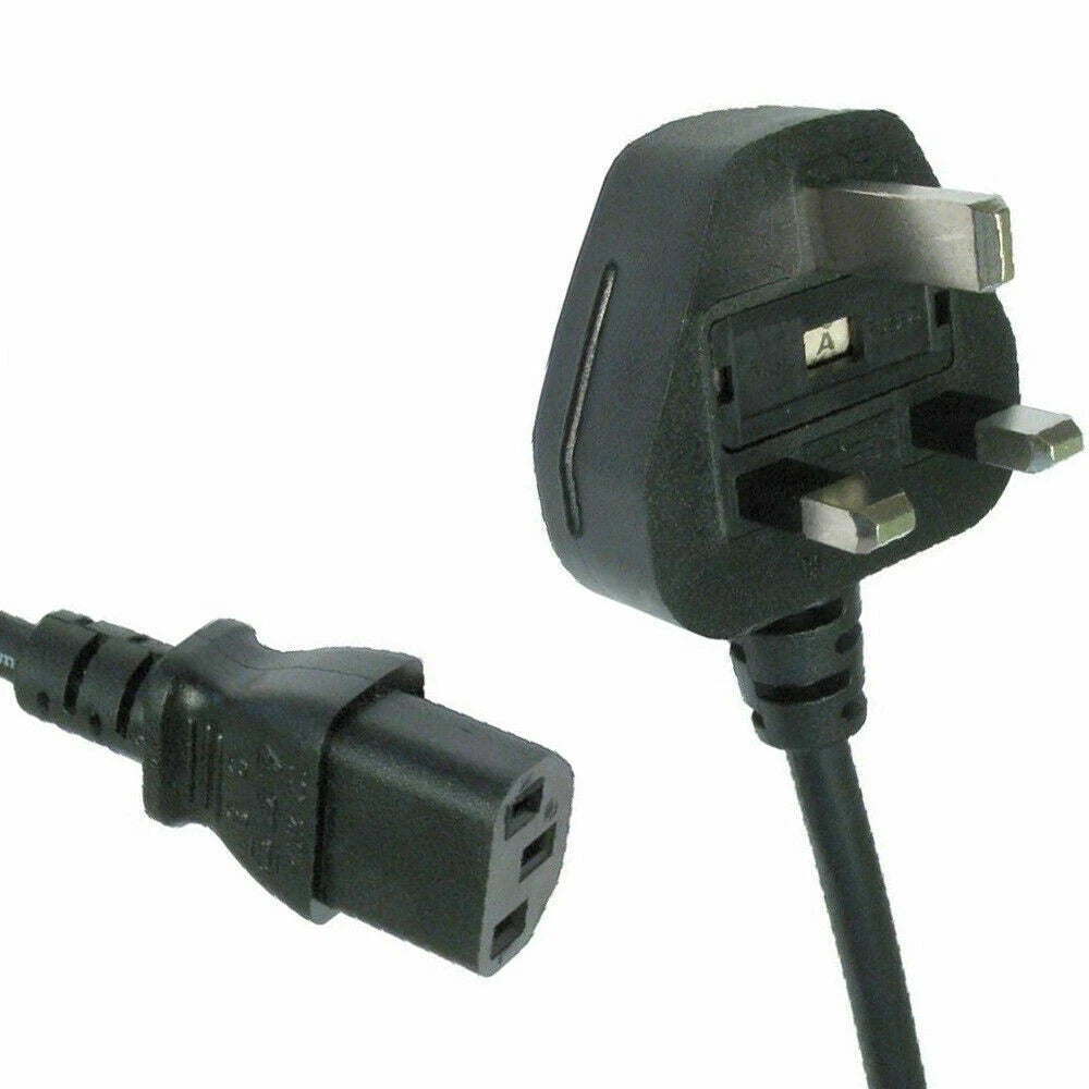 3 PIN C13 POWER CABLE KETTLE LEAD UK PLUG FOR LAPTOPS AND MONITORS