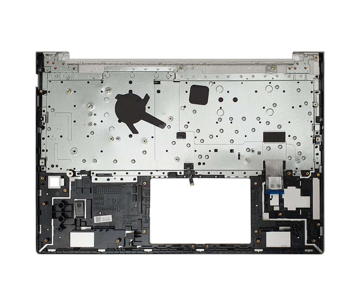 HP ProBook 465 G11 silver palmrest with keyboard angled view