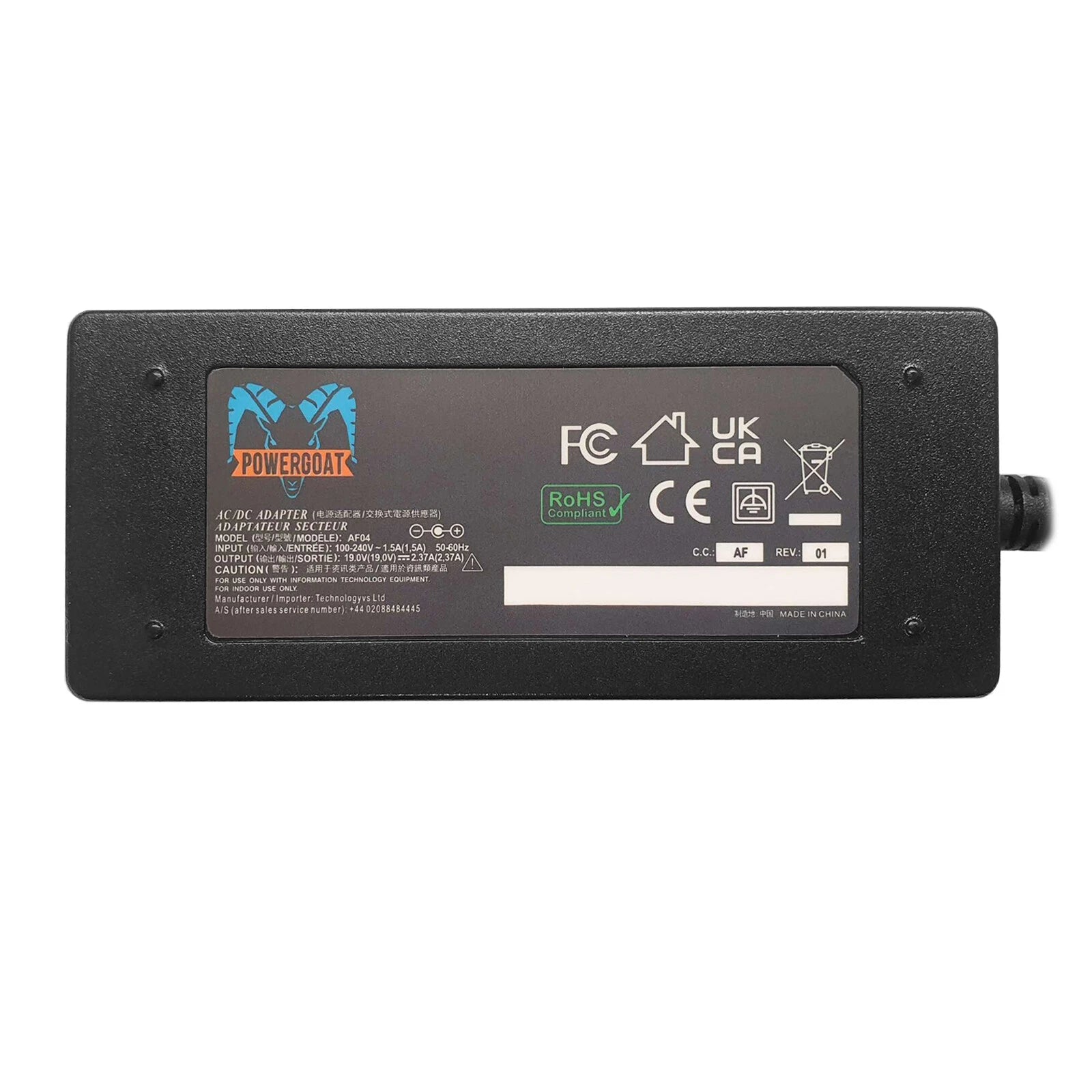 Powergoat 19V 2.37A 45W Laptop Adapter 3.0mm x 1.1mm Pin Size