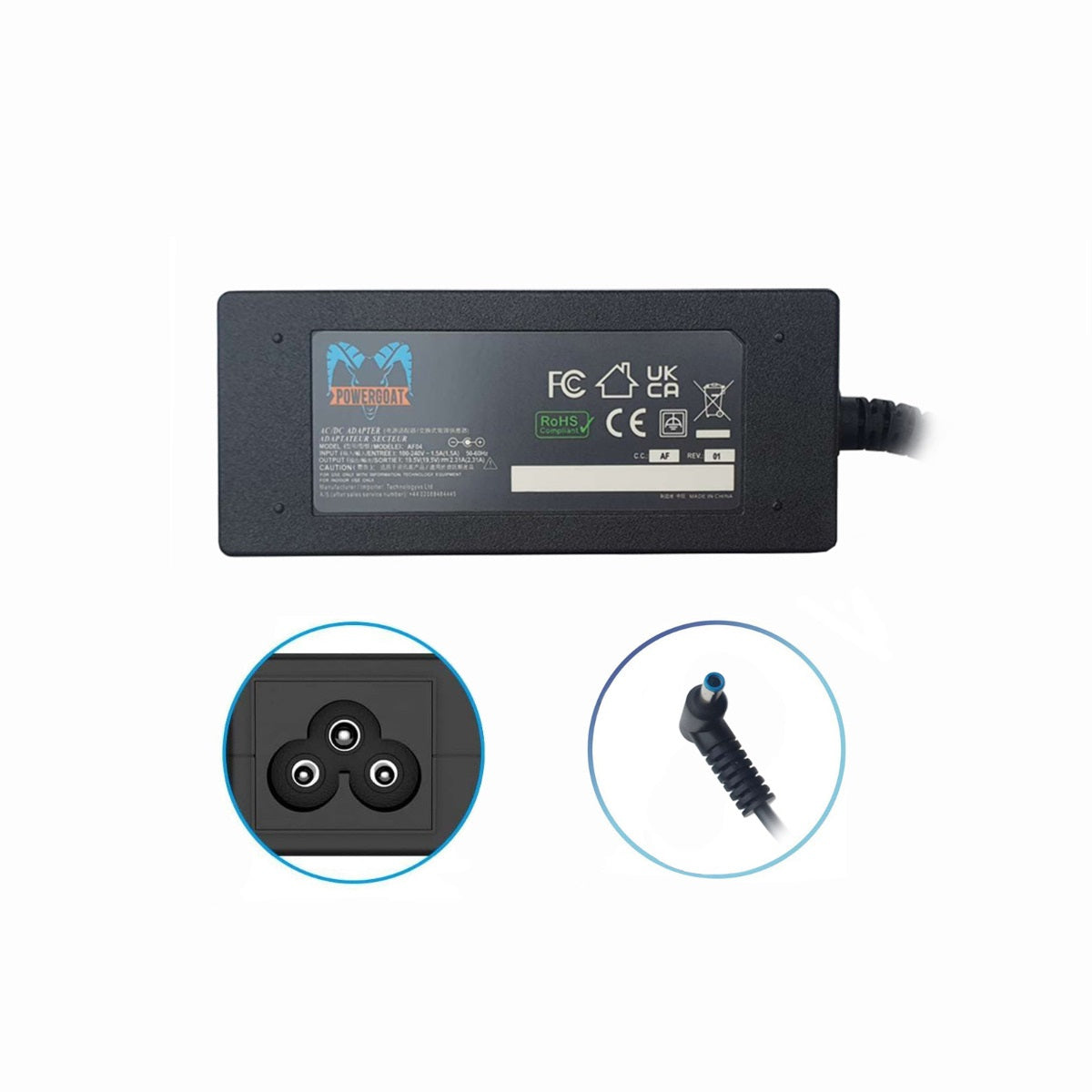 Powergoat 19.5V 2.31A 45W Laptop Adapter 4.5mm x 3.0mm Pin Size
