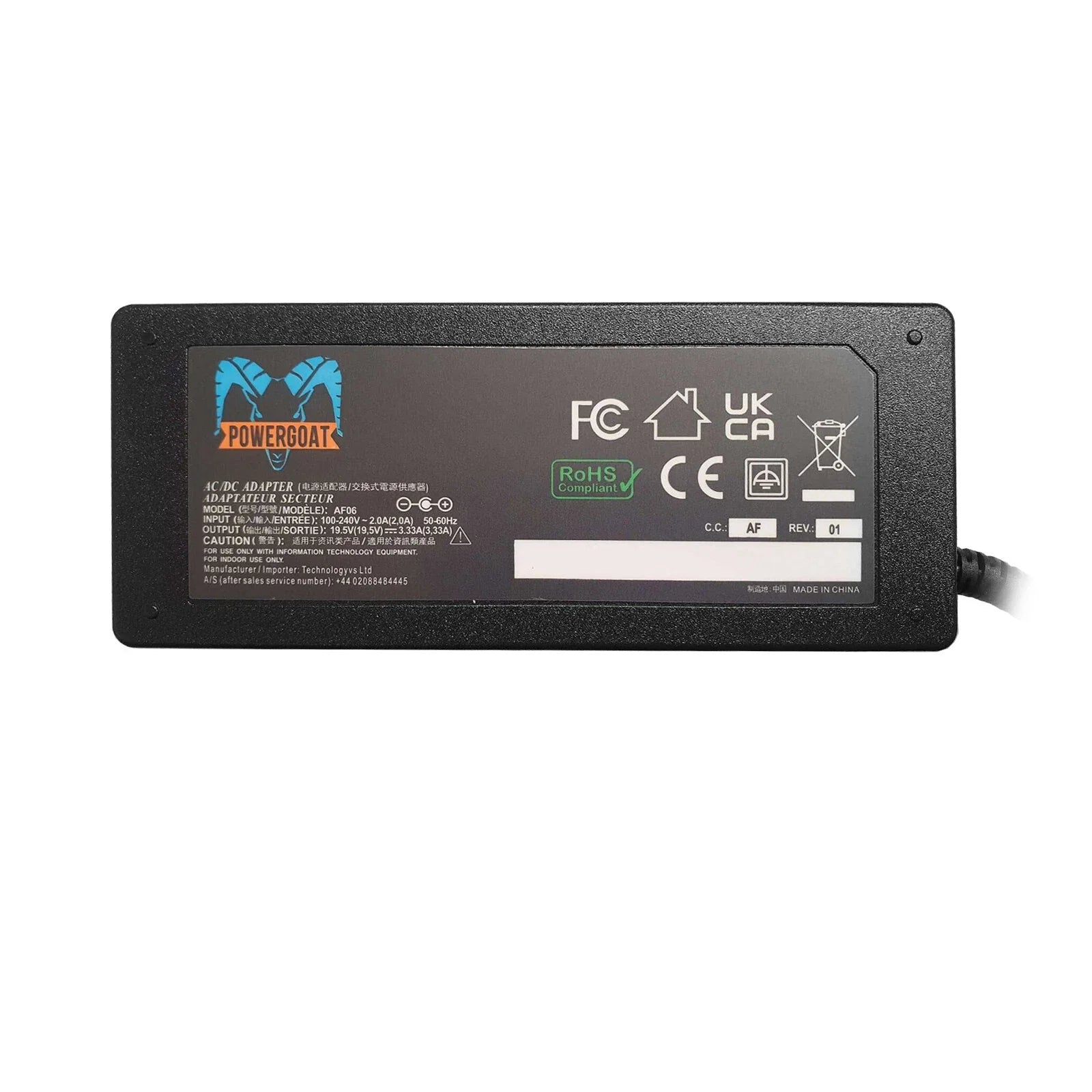Powergoat 19.5V 3.33A 65W Laptop Adapter 4.5mm x 3.0mm Pin Size