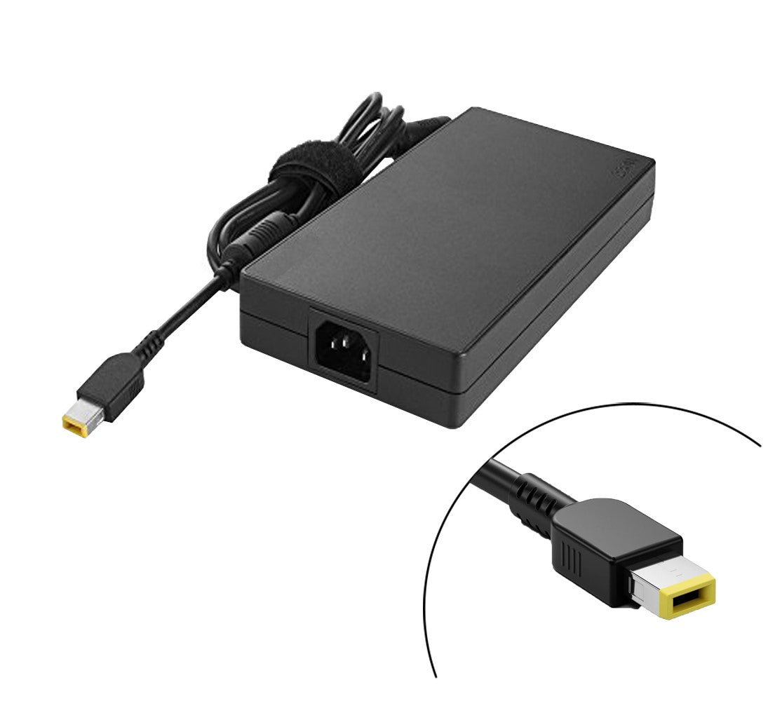 Lenovo Yoga AIO A940-27ICB Lenovo high-wattage laptop adapter with rectangular tip and minimal design