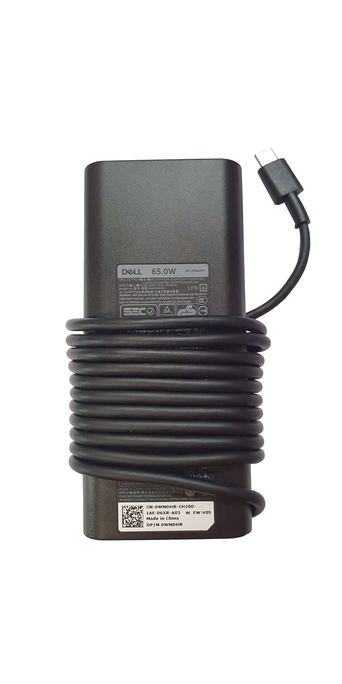 Dell 20V 3.25A 65W USB Type-C Block Shape Adapter Genuine Laptop Charger