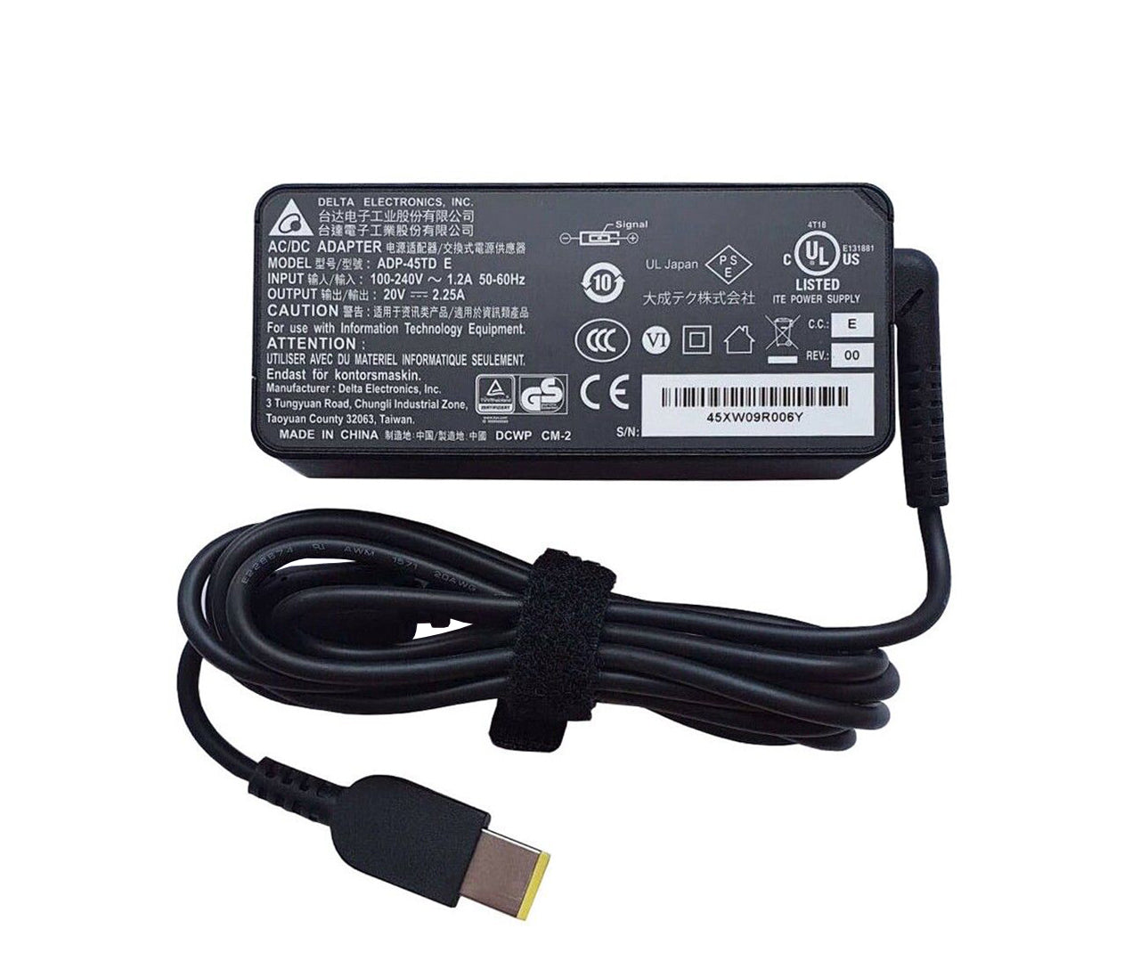 Delta 20V 2.25A 45W USB Type-C Rectangular Pin Laptop Adapter