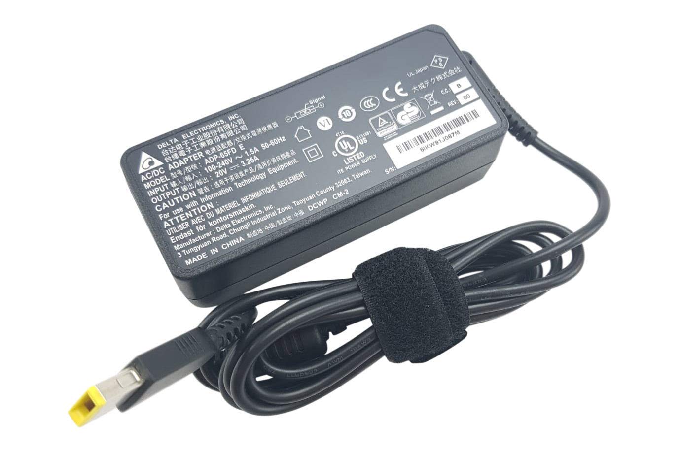 Delta 20V 3.25A 65W Rectangular USB Type Laptop Adapter
