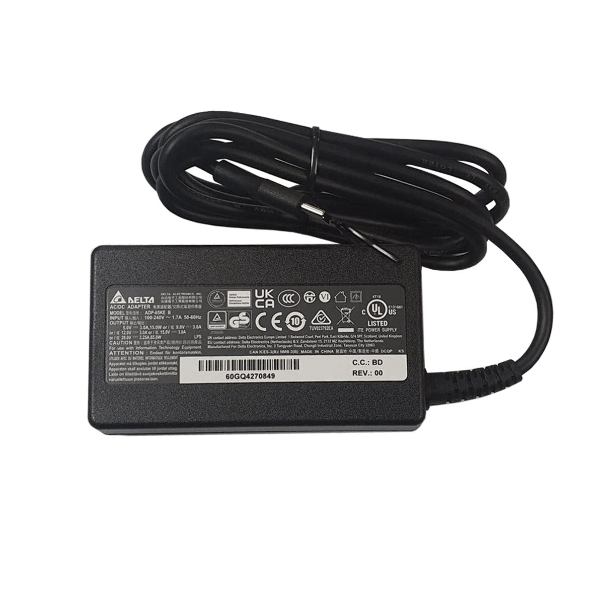 Delta For Lenovo Thinkpad E15 Gen 2 65W USB Type-C Laptop Adapter