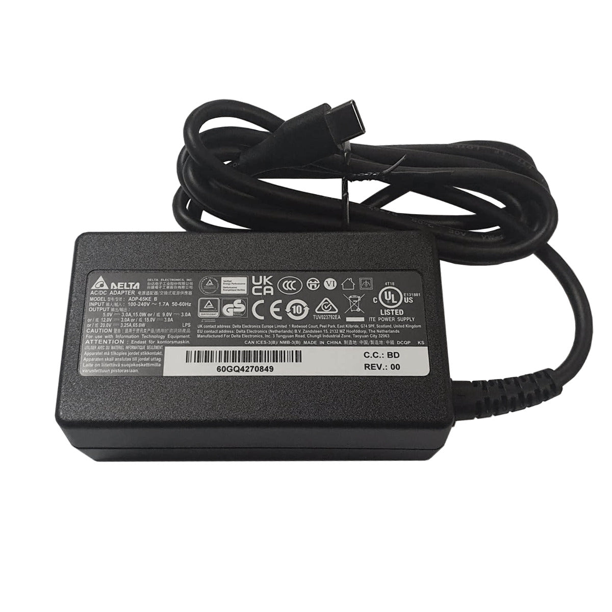 Delta For Lenovo Tablet 10 ( Type 20L4 ) 65W USB Type-C Laptop Adapter
