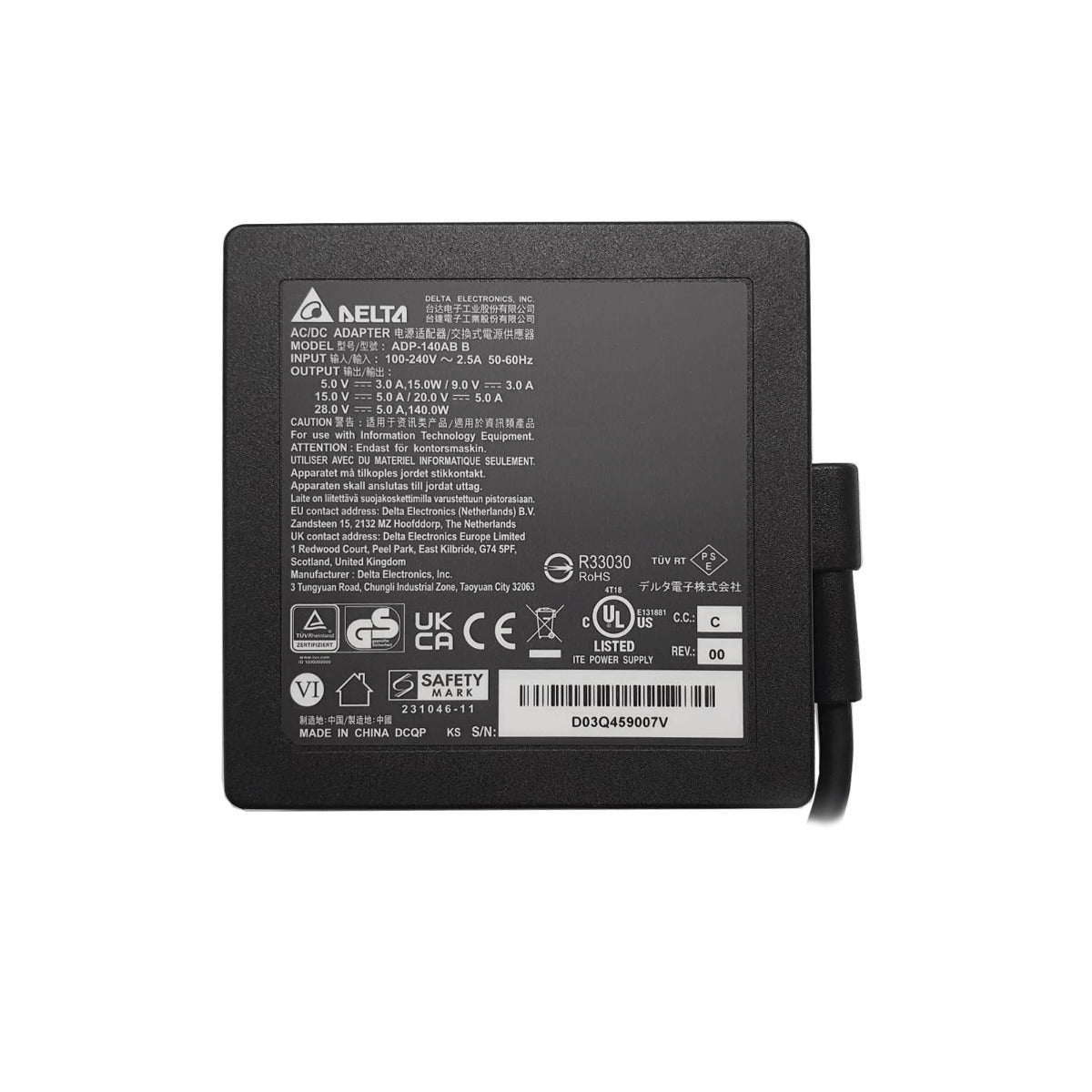 Delta For Dell V3CCW 0V3CCW 140W USB Type-C Laptop Adapter