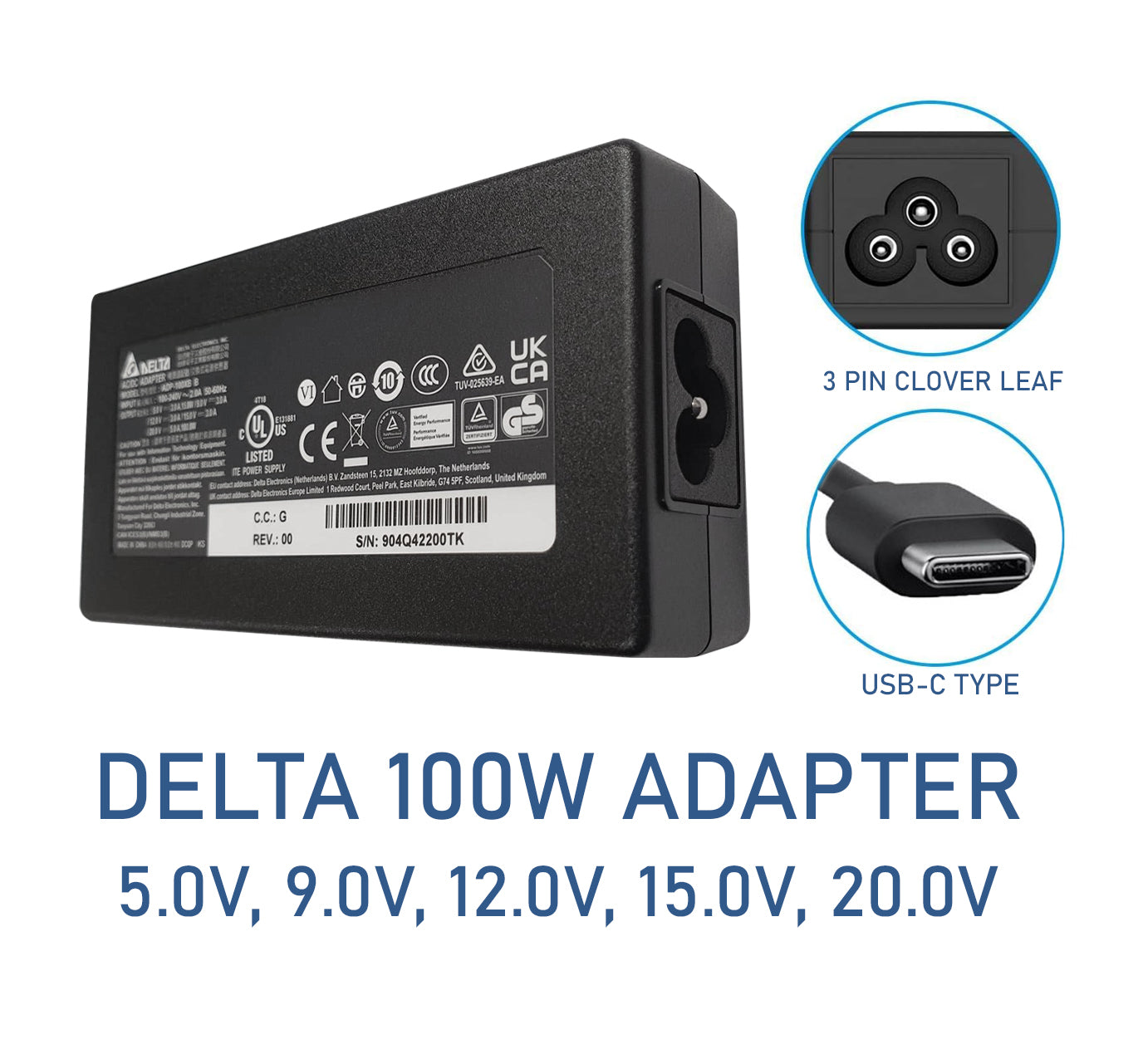 Delta 20V 5A 100W USB Type-C Laptop Adapter