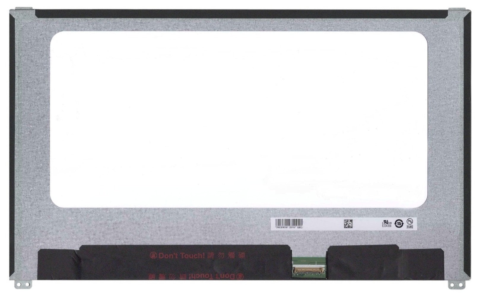 R140NWF5 R5 HW1.1 replacement screen lying face up, revealing identification label and lower ribbon connector area
