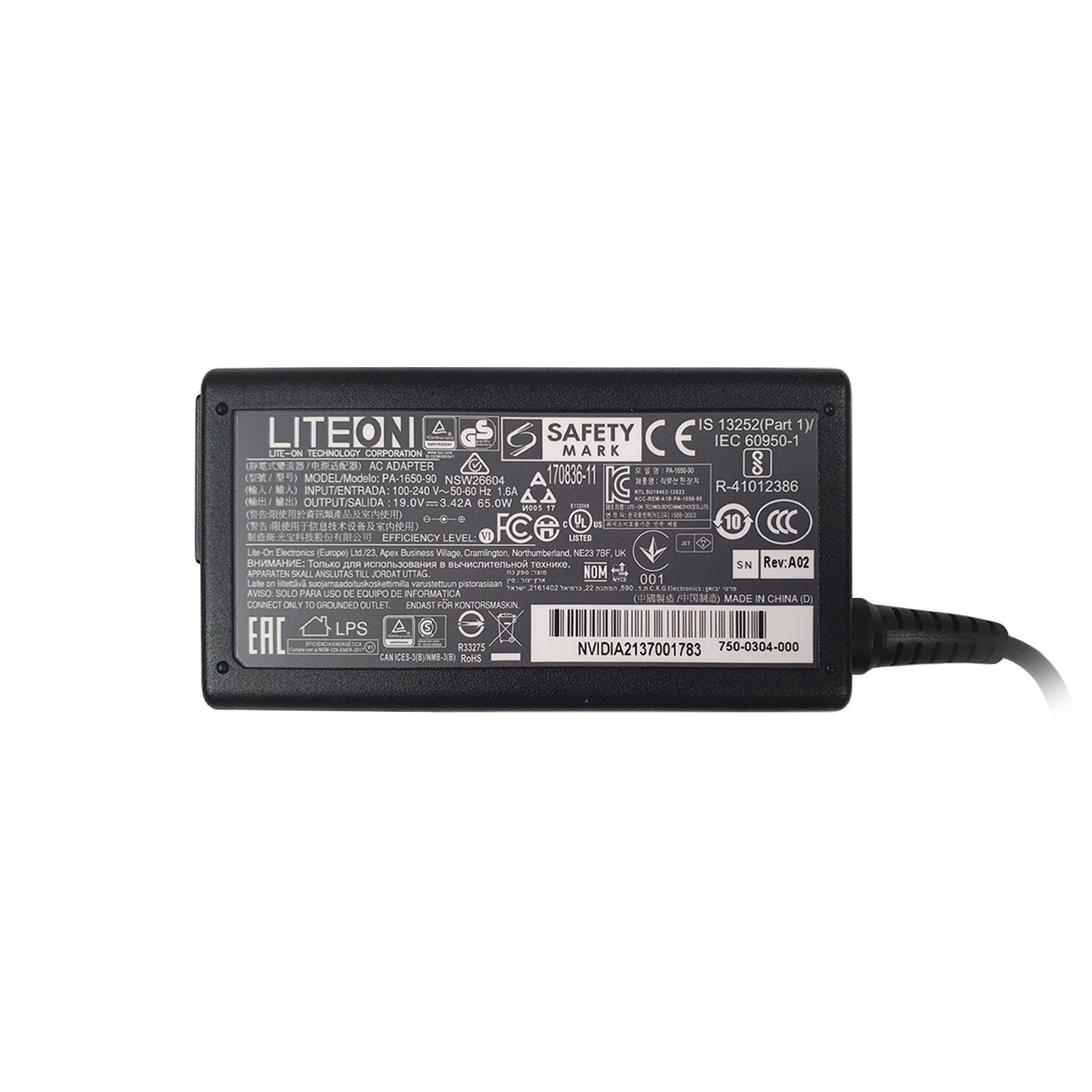 Liteon For HP 19V 3.42A 65W Laptop Power Adapter 4.5mm x 3.0mm Pin Size