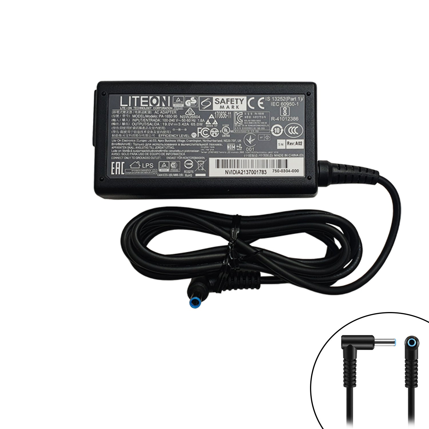 HP Pavilion X360 14-BA090NA 65W laptop power adapter charger with 4.5mm x 3.0mm pin size
