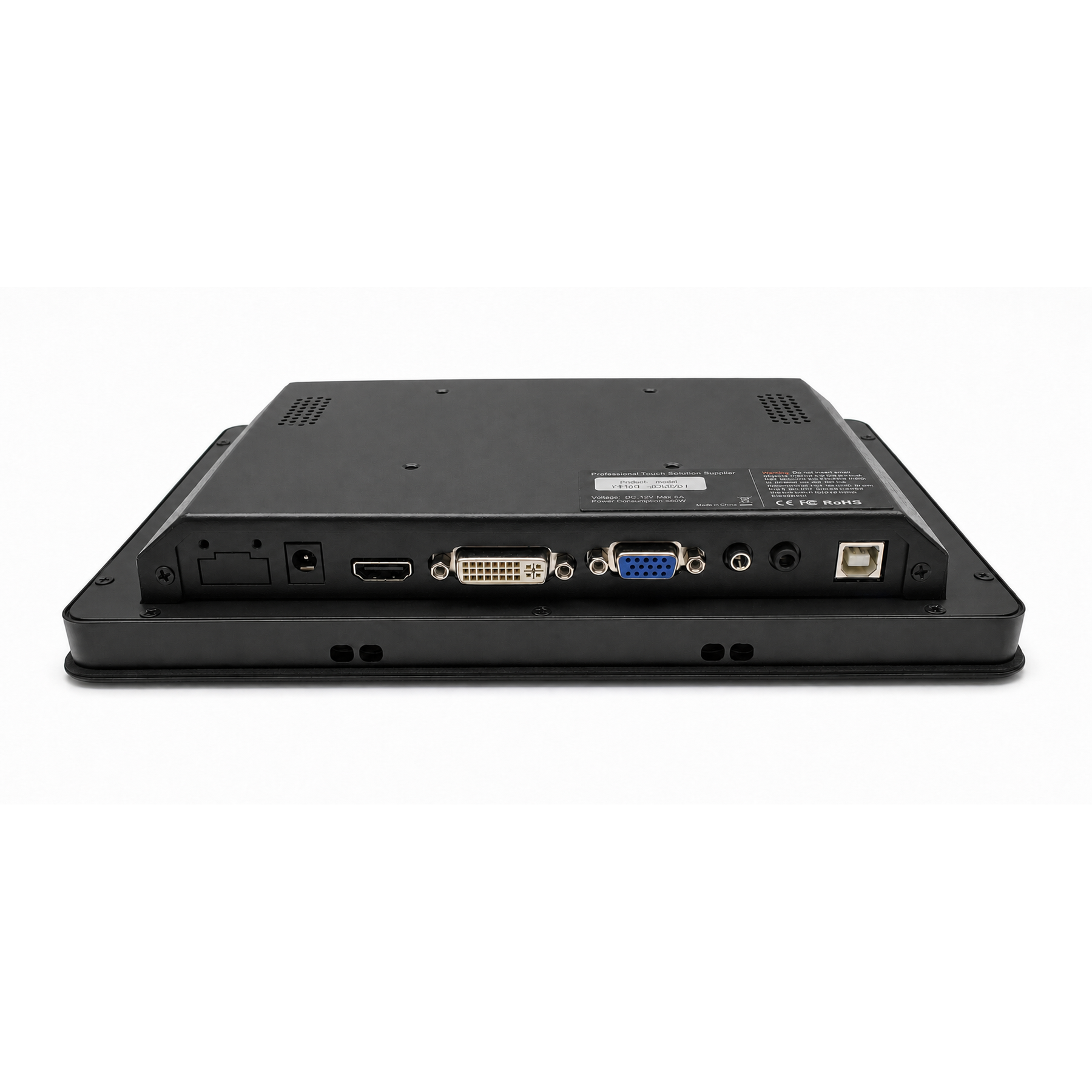 Powergoat YT101 industrial monitor rear with VESA 75 mounting and connections