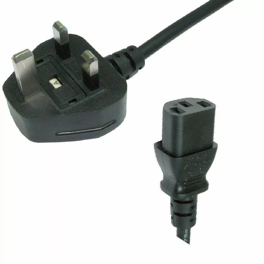 3 PIN C13 POWER CABLE KETTLE LEAD UK PLUG FOR LAPTOPS AND MONITORS