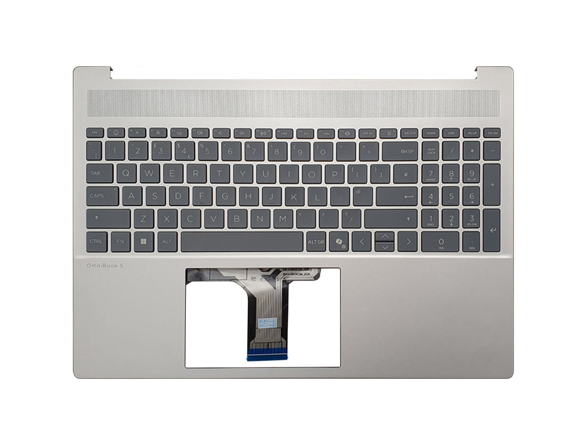 HP Pavilion 16-AG0000 silver palmrest with keyboard front view