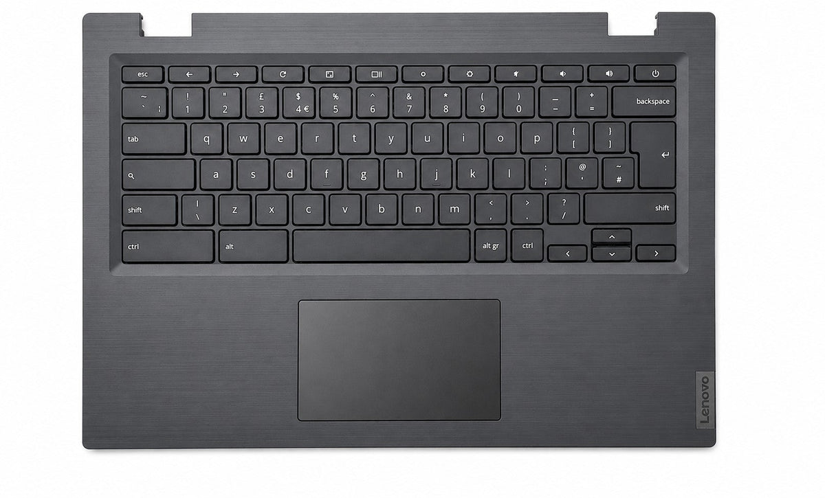 Lenovo Chromebook S345-14AST keyboard palmrest grey front view