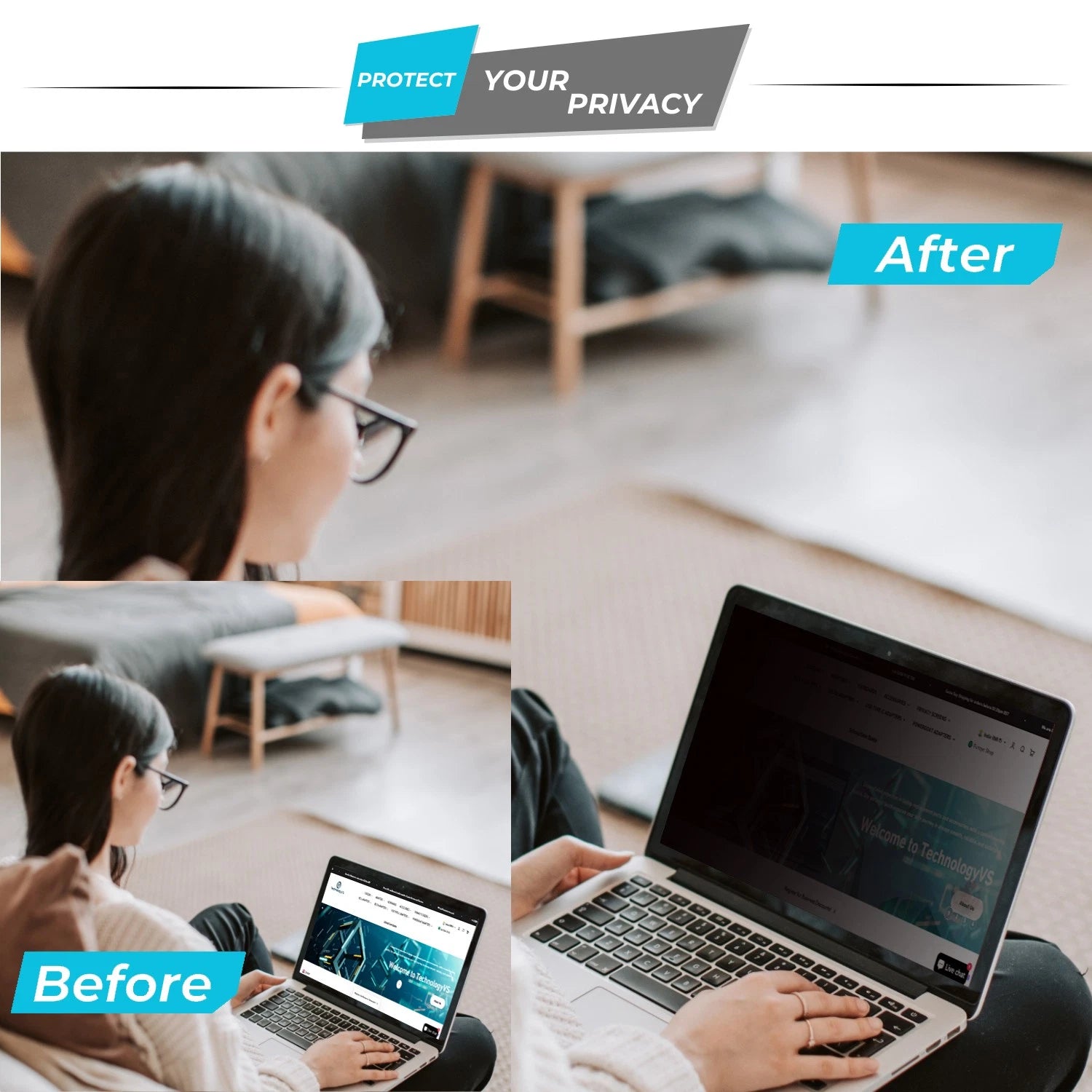 27" Magnetic Privacy Screen Filter | 16:9 Widescreen Monitor | Anti-Glare Blue Light Filter