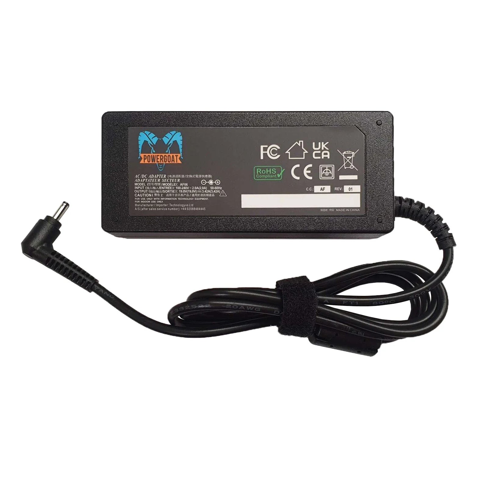 Powergoat 19V 3.42A 65W Laptop Adapter 4.0mm x 1.2mm / 1.35mm Pin Size