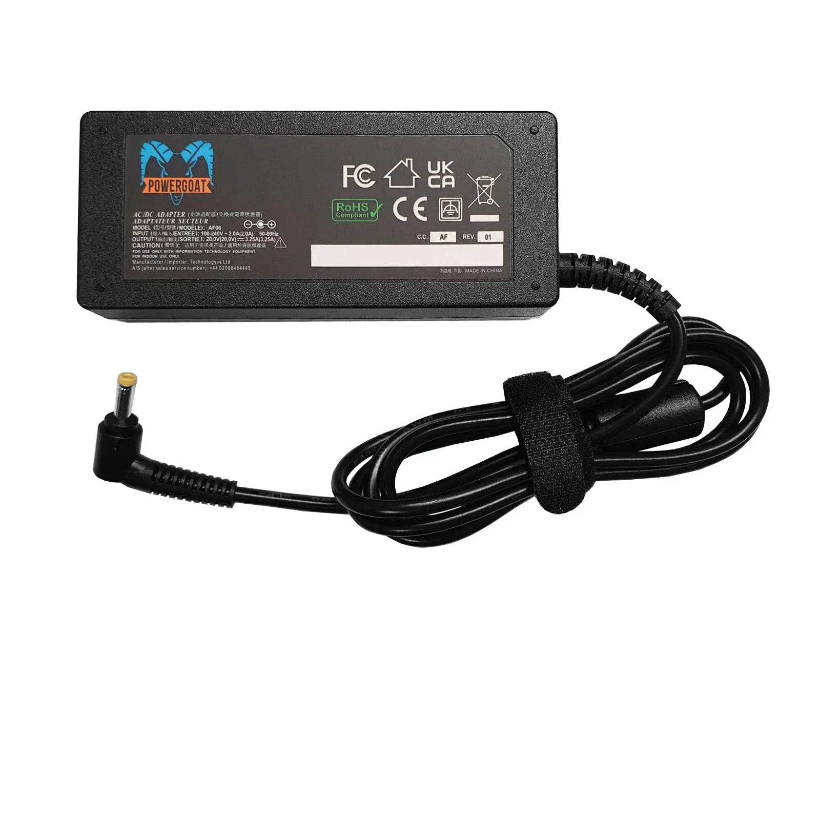 Powergoat 20V 3.25A 65W Laptop Adapter 4.0mm x 1.7mm Pin Size