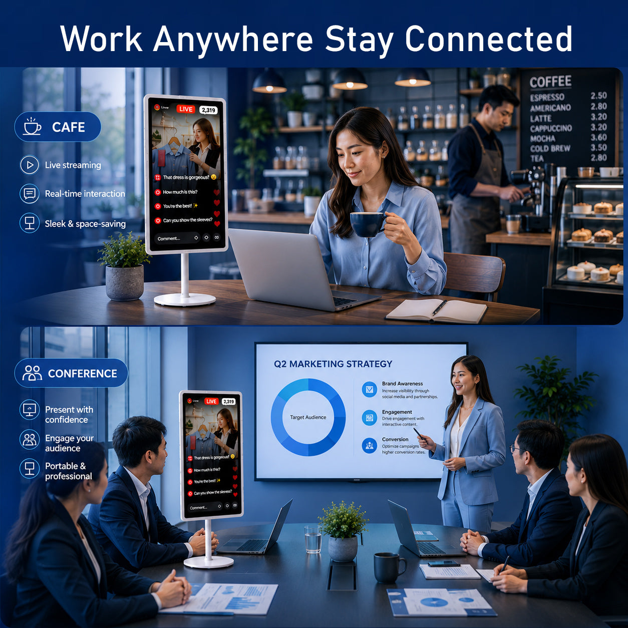 32" Mobile Touch Screen Portable WIFI TV Android 15