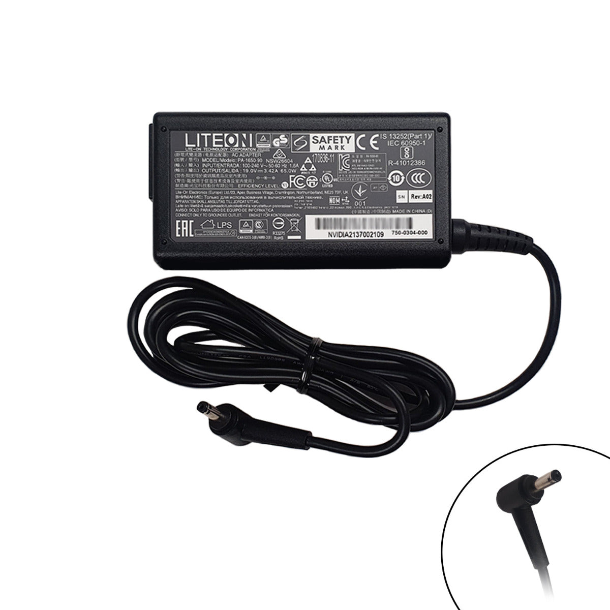 Asus ZenBook UX562IA laptop power adapter and charger set, model featuring a black rectangular AC power brick with attached cable and power plug, designed for charging compatible ASUS laptops.