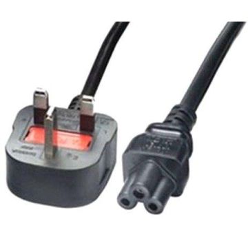 3 PIN C5 MAINS POWER CABLE CLOVER LEAF UK PLUG CABLES