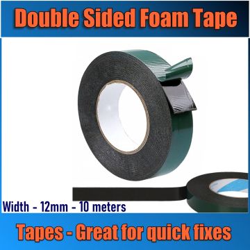 12MM x 10M FOAM DOUBLE SIDED ADHESIVE TAPE ROLL TAPES